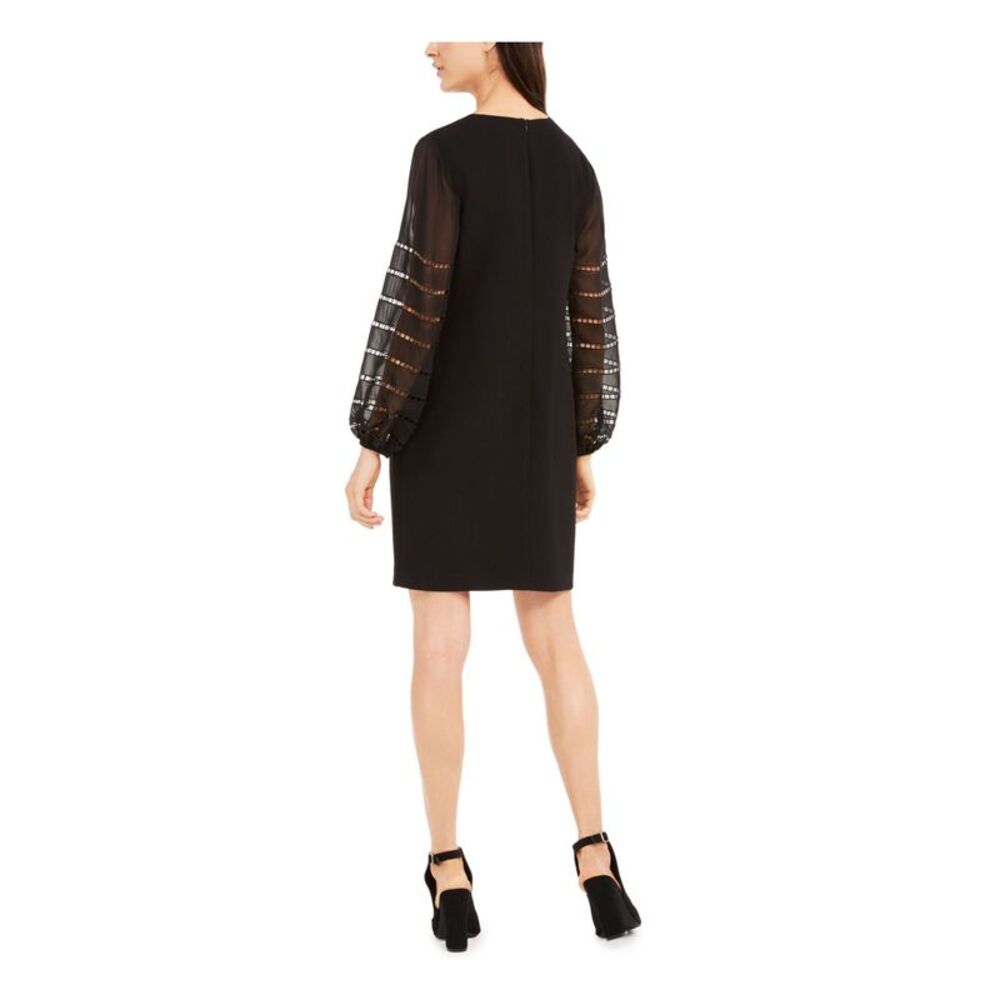 TRINA TURK Womens Black Long Sleeve Above The Knee Evening Sheath Dress 2 - Picture 2 of 4